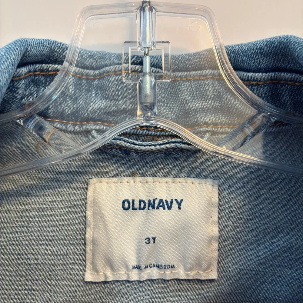 Old Navy Toddler Girl's Embroidered Daisy Stretch Denim Jean Jacket Size 3T